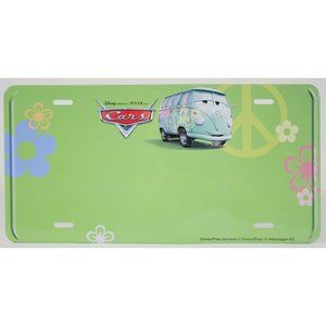 Disney Pixar Cars Kellogg Metal 12” x 6” Fillmore Volkswagen License Plate Toy